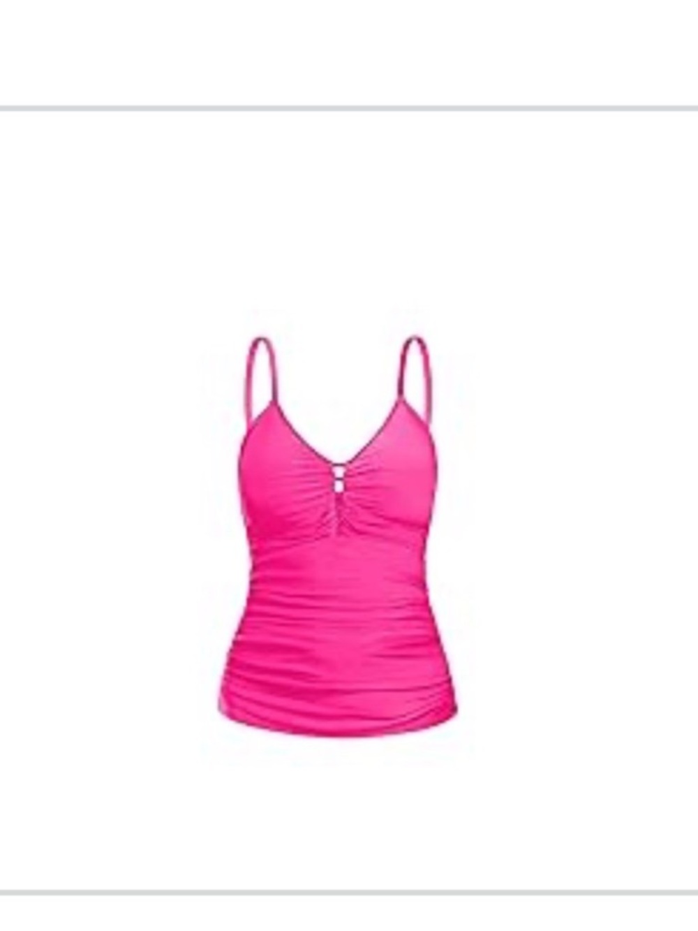 Hot Pink Ruched Tank Top with Spaghetti Straps